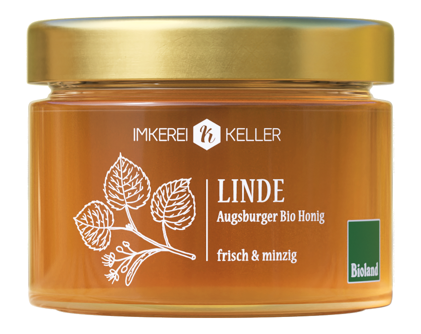 Ein Glas vom Linde-Honig der Imkerei Keller.